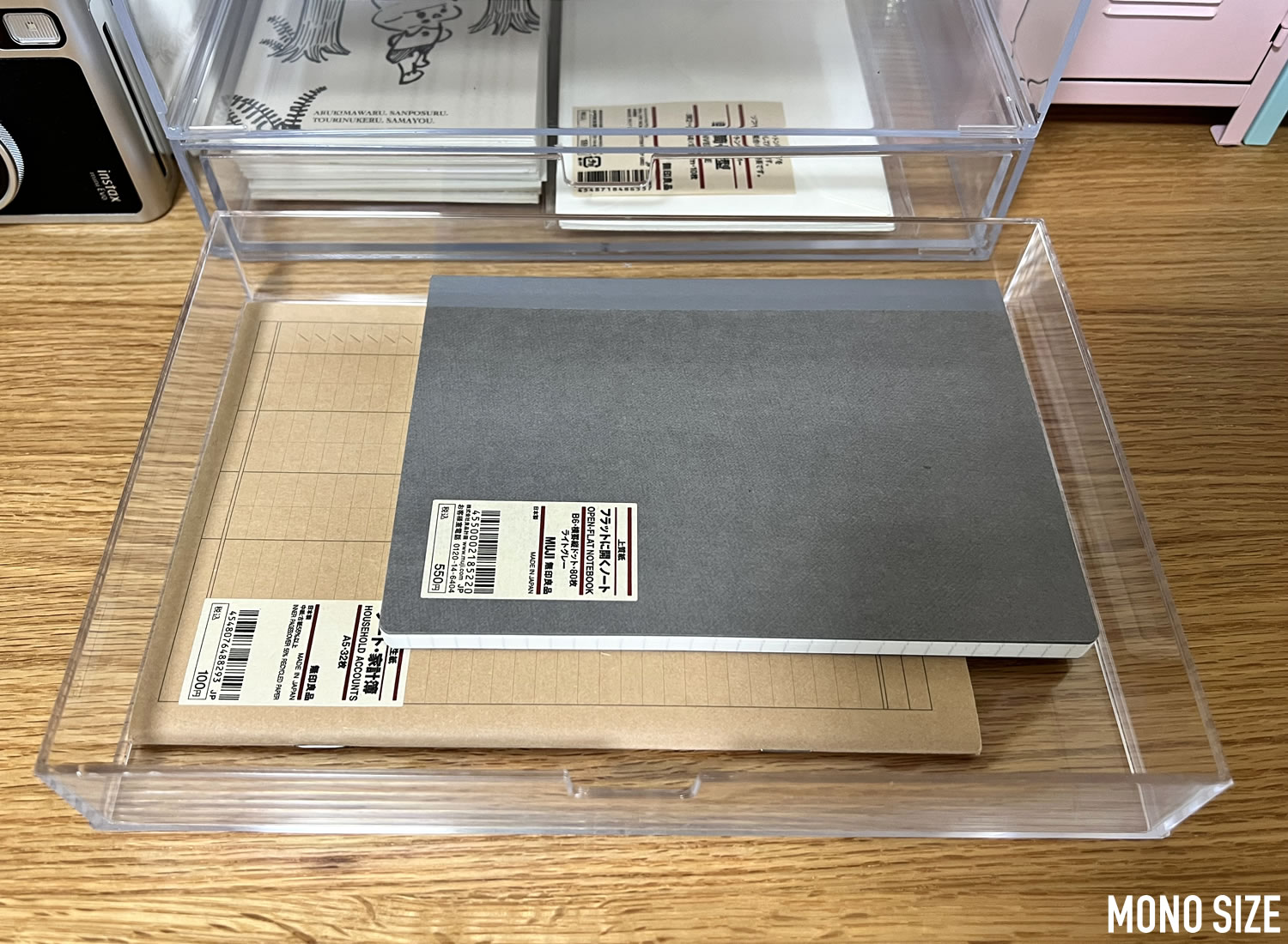 100均ダイソーで売られていた重なる透明収納ケース 1段引出しの収納グッズ商品画像